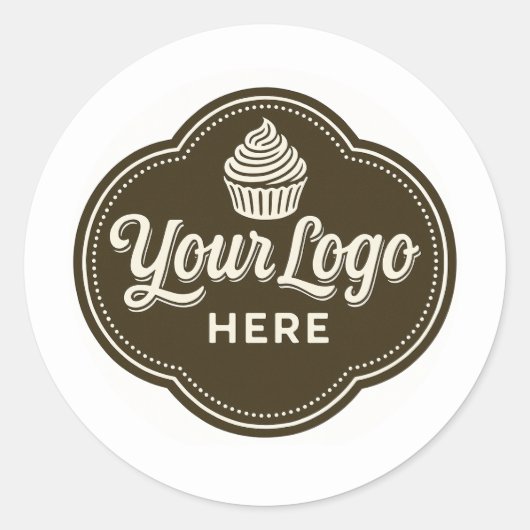 Baker Custom Logo Espresso Brown Round Ronde Sticker (Voorkant)