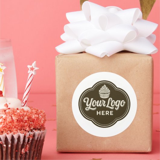 Baker Custom Logo Espresso Brown Round  Ronde Sticker (Feest)