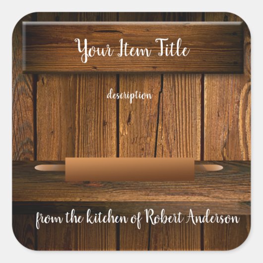 Baker deegroller robuust hout Sq productlabel Vierkante Sticker (Voorkant)