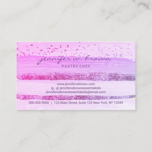 Baker Event Planner Glitter Pink Visitekaartje (Achterkant)