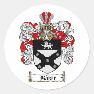 BAKER FAMILIE CREST - BAKER COAT WAPENS RONDE STICKER