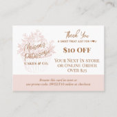 Baker Floral Cupcake Bedankt Promo Code Bakkerij Kortingskaartje (Voorkant)
