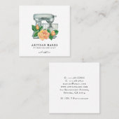 Baker Floral Waterverf Mixer Bakery Vierkante Visitekaartje (Voorkant / Achterkant)