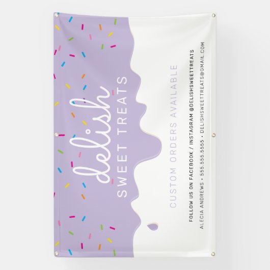 Baker Frosting Drip kleurrijke sprinkles Lila Spandoek (Verticaal)