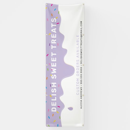 Baker Frosting Drip kleurrijke sprinkles Paarse Spandoek (Verticaal)