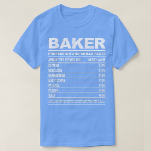 Baker Funny Nutritional Facts B T-shirt (Design voorkant)
