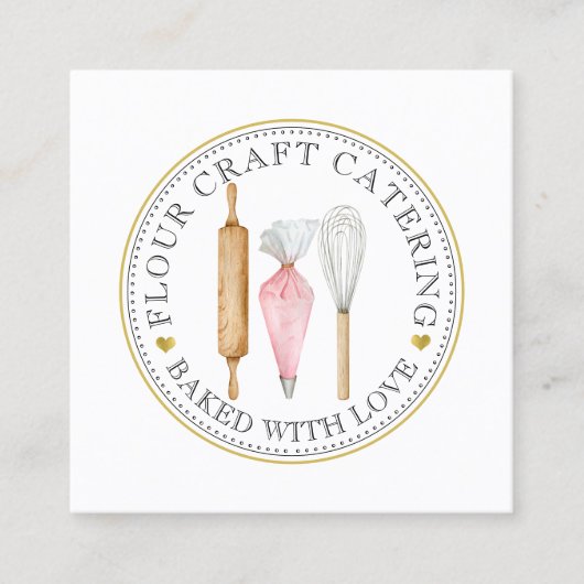 Baker gebak Chef Dessert Cateraar Baker's Gereedsc Vierkante Visitekaartje (Voorkant)