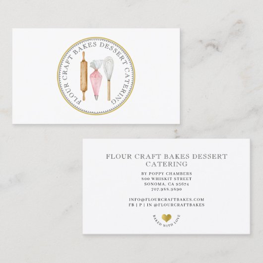 Baker gebak Chef Dessert Cateraar Baker's Gereedsc Visitekaartje (Voorkant / Achterkant)