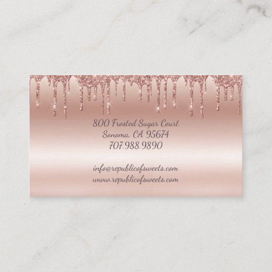 Baker gebak Chef Roos Goud Glitter Drips Gebruiksv Visitekaartje (Achterkant)