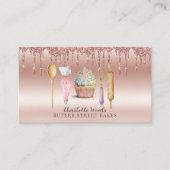 Baker gebak Chef Roos Goud Glitter Drips Gebruiksv Visitekaartje (Voorkant)