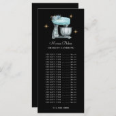 Baker gebak Chef Waterverf bakgereedschap Zwart Menu (Voorkant / Achterkant)