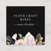 Baker gebak Chef Waterverf Bakkers Gereedschap Cre Vierkante Visitekaartje (Voorkant)