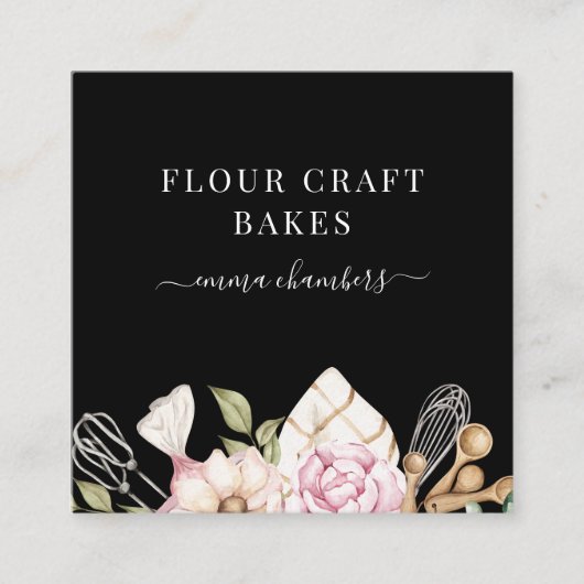 Baker gebak Chef Waterverf Bakkers Gereedschap Cre Vierkante Visitekaartje (Voorkant)