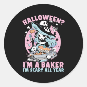 Baker Halloween Bakken Bak Enge Trick or treat Ronde Sticker