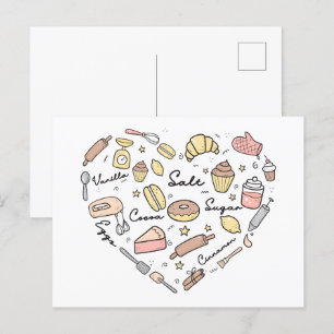 Baker Heart Funny Bakery Baking Pastry Chef Briefkaart