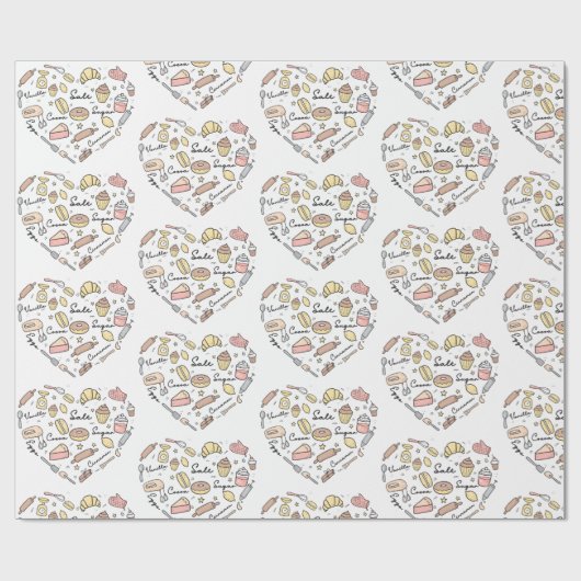 Baker Heart Funny Bakery Baking Pastry Chef Cadeaupapier (Vlak)