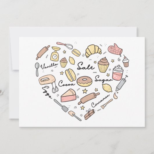 Baker Heart Funny Bakery Baking Pastry Chef Feestdagenkaart (Voorkant)