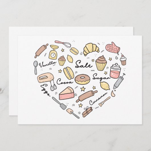 Baker Heart Funny Bakery Baking Pastry Chef Feestdagenkaart (Voorkant / Achterkant)