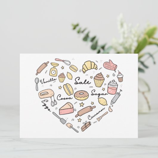 Baker Heart Funny Bakery Baking Pastry Chef Feestdagenkaart (Staand voorkant)