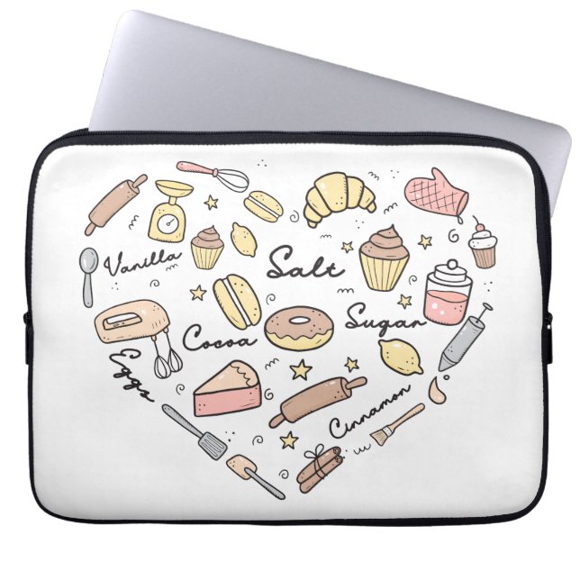 Baker Heart Funny Bakery Baking Pastry Chef Laptop Sleeve (Voorkant)