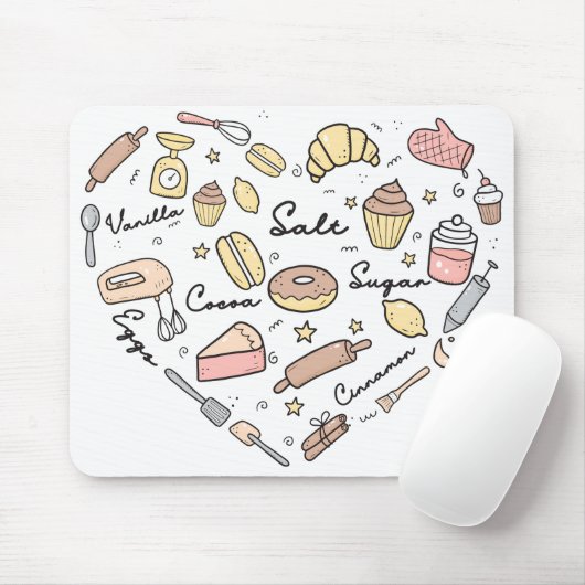 Baker Heart Funny Bakery Baking Pastry Chef Muismat (Met muis)