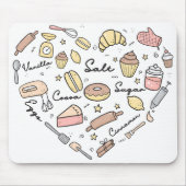 Baker Heart Funny Bakery Baking Pastry Chef Muismat (Voorkant)