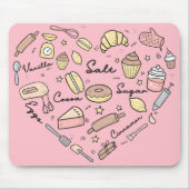 Baker Heart Funny Bakery Baking Pastry Chef Muismat (Voorkant)