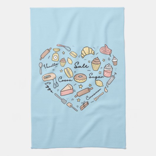Baker Heart Funny Bakery Baking Pastry Chef Theedoek (Verticaal)