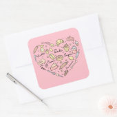 Baker Heart Funny Bakery Baking Pastry Chef Vierkante Sticker (Envelop)
