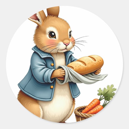 Baker Konijn Ronde Sticker (Voorkant)
