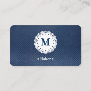 Baker Lace Monogram Blue Patroon Visitekaartje