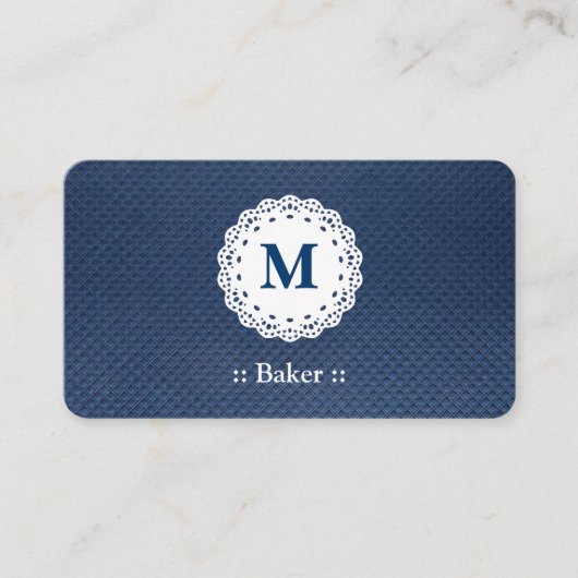 Baker Lace Monogram Blue Patroon Visitekaartje (Voorkant)