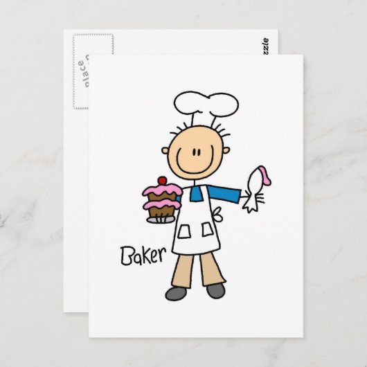 Baker met Cake Briefkaart (Voorkant / Achterkant)