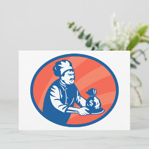 Baker met een Bord gelduitvindingen Kaart