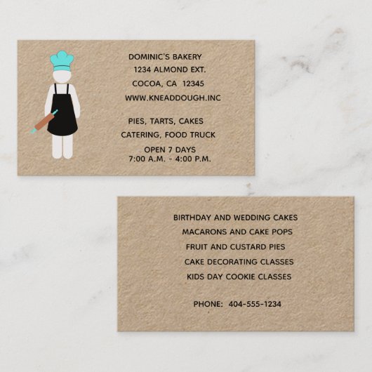 Baker met rolletje visitekaartje (Voorkant / Achterkant)