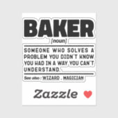 Baker Noun Definition Pastry Chef Baking Lover Sticker (Vel)
