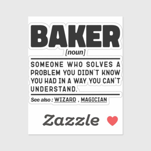 Baker Noun Definition Pastry Chef Baking Lover Sticker (Vel)