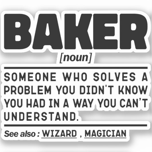 Baker Noun Definition Pastry Chef Baking Lover Sticker (Voorkant)