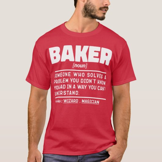 Baker Noun Definition Pastry Chef Baking Lover T-shirt (Voorkant)