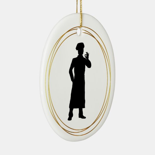 Baker of Chef Silhouette Kerstannament Keramisch Ornament (Rechts)