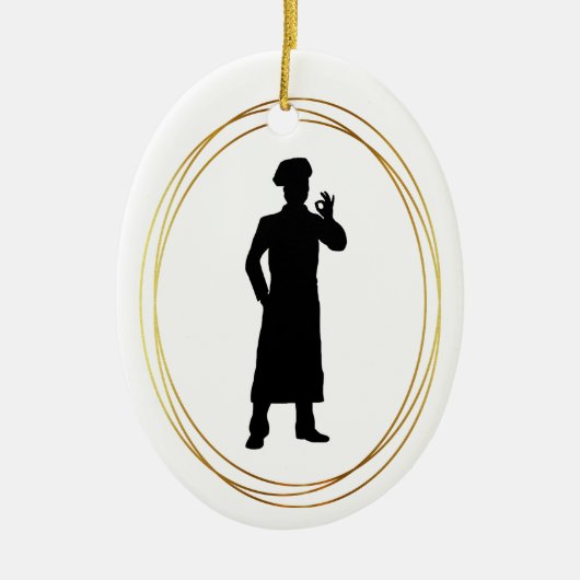Baker of Chef Silhouette Kerstannament Keramisch Ornament (Voorkant)