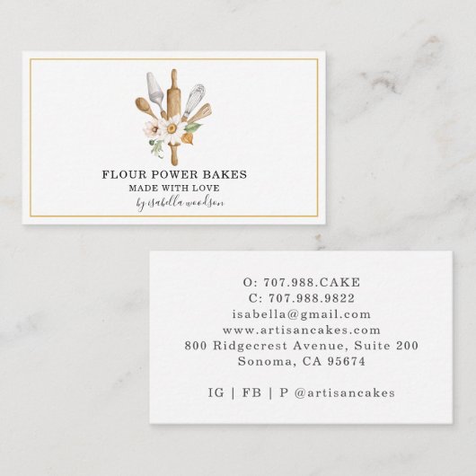 Baker Pastry Chef Bakers Tools gereedschap Visitekaartje (Voorkant / Achterkant)