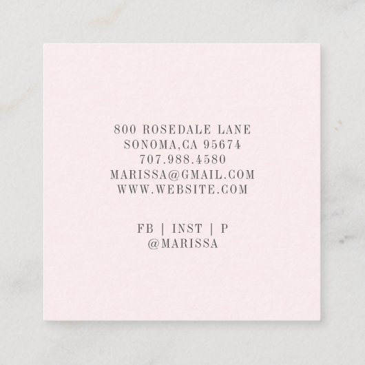 Baker Pastry Chef Bakers Tools Monogramroze S Vierkante Visitekaartje (Achterkant)