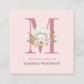 Baker Pastry Chef Bakers Tools Roze Square Busines Vierkante Visitekaartje (Voorkant)