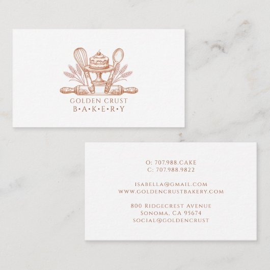 Baker Pastry Chef Baking Tools Visitekaartje (Voorkant / Achterkant)