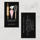 Baker Pastry Chef Baking Utensils Black Business Visitekaartje (Voorkant / Achterkant)