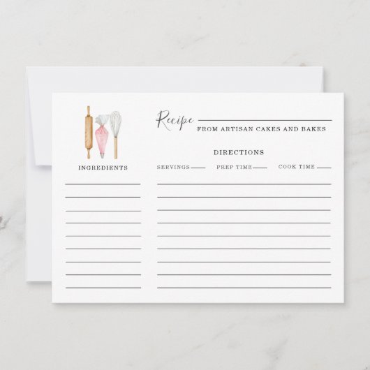 Baker Pastry Chef Baking Utensils Recipe Notitiekaartje (Voorkant)