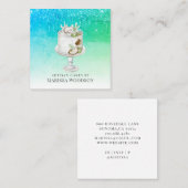 Baker Pastry Chef Cake Blue Green Glitter Drift Sq Vierkante Visitekaartje (Voorkant / Achterkant)