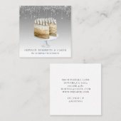 Baker Pastry Chef Cake Silver Glitter Drivers Vierkante Visitekaartje (Voorkant / Achterkant)