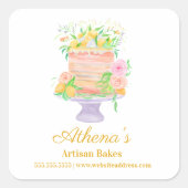 Baker Pastry Chef Catering Waterverf Vierkante Sticker (Voorkant)